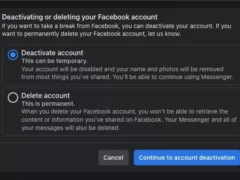 Facebook Deactivate or Delete Account