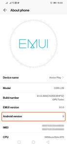 Honor Play (3) Android Version