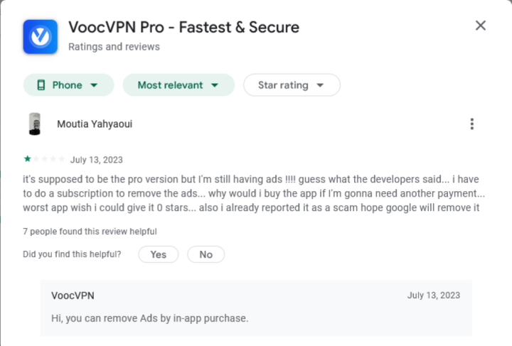 Ss Voocvpn Pro One Star Review | Is Voocvpn Pro Safe And Secure? - Askyuga #3