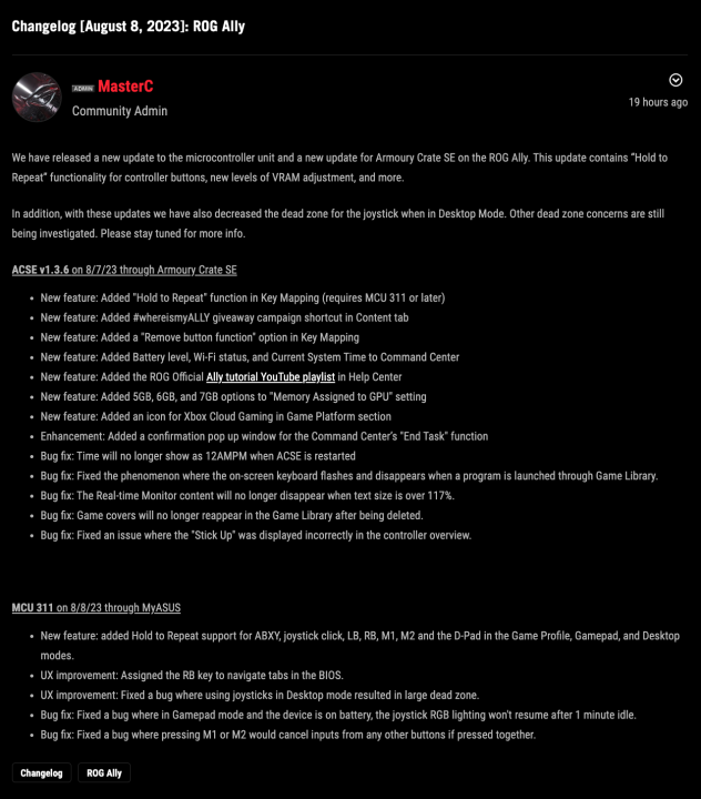 Image 10 | Asus Rog Major Updates Released For Armoury Crate Se And Microcontroller Unit On Rog Ally